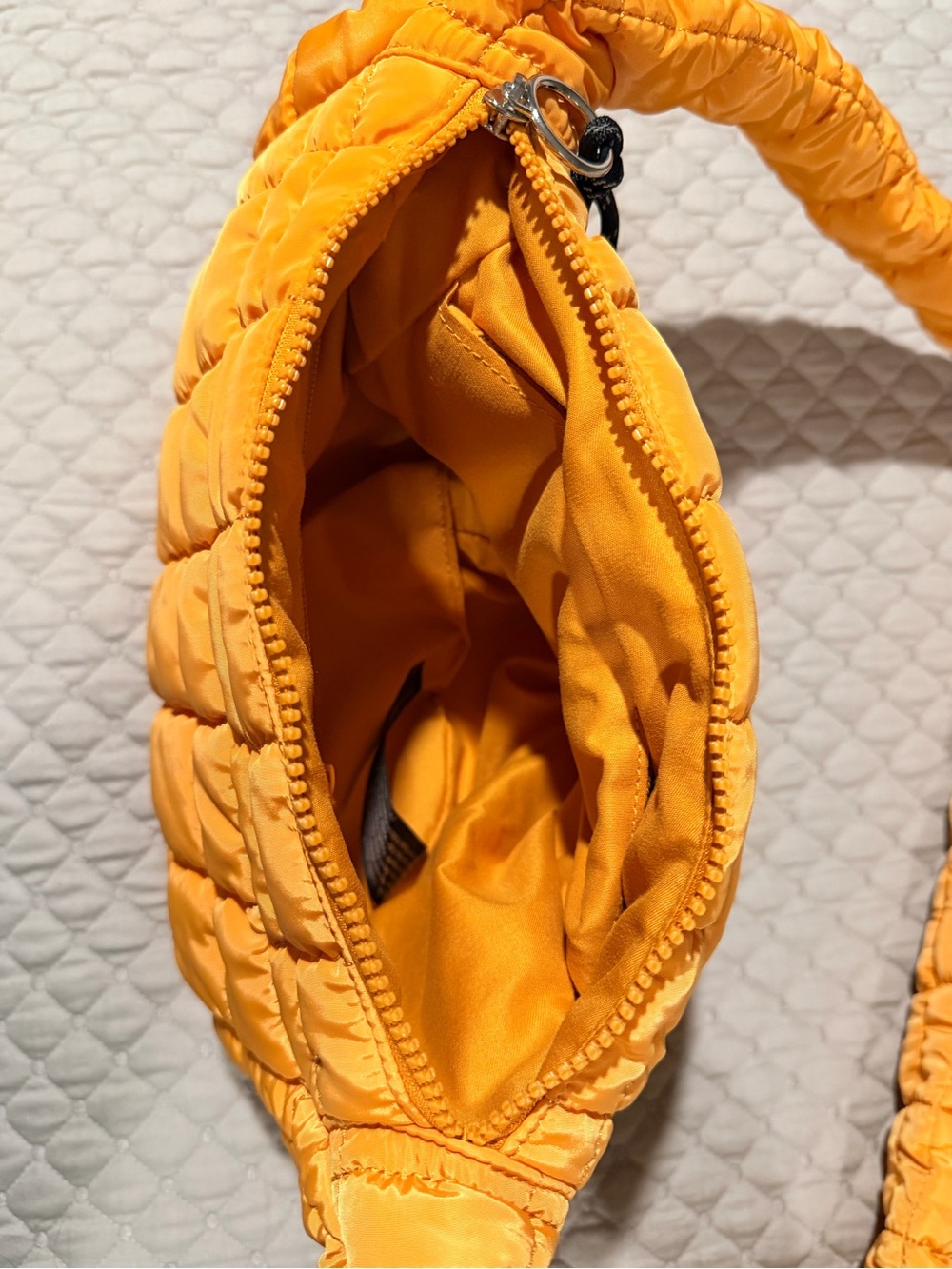 Free People Quilted Baby Carryall Sling Bag/Purse in Light Papaya Yellow/Gold - Picture 4 of 8